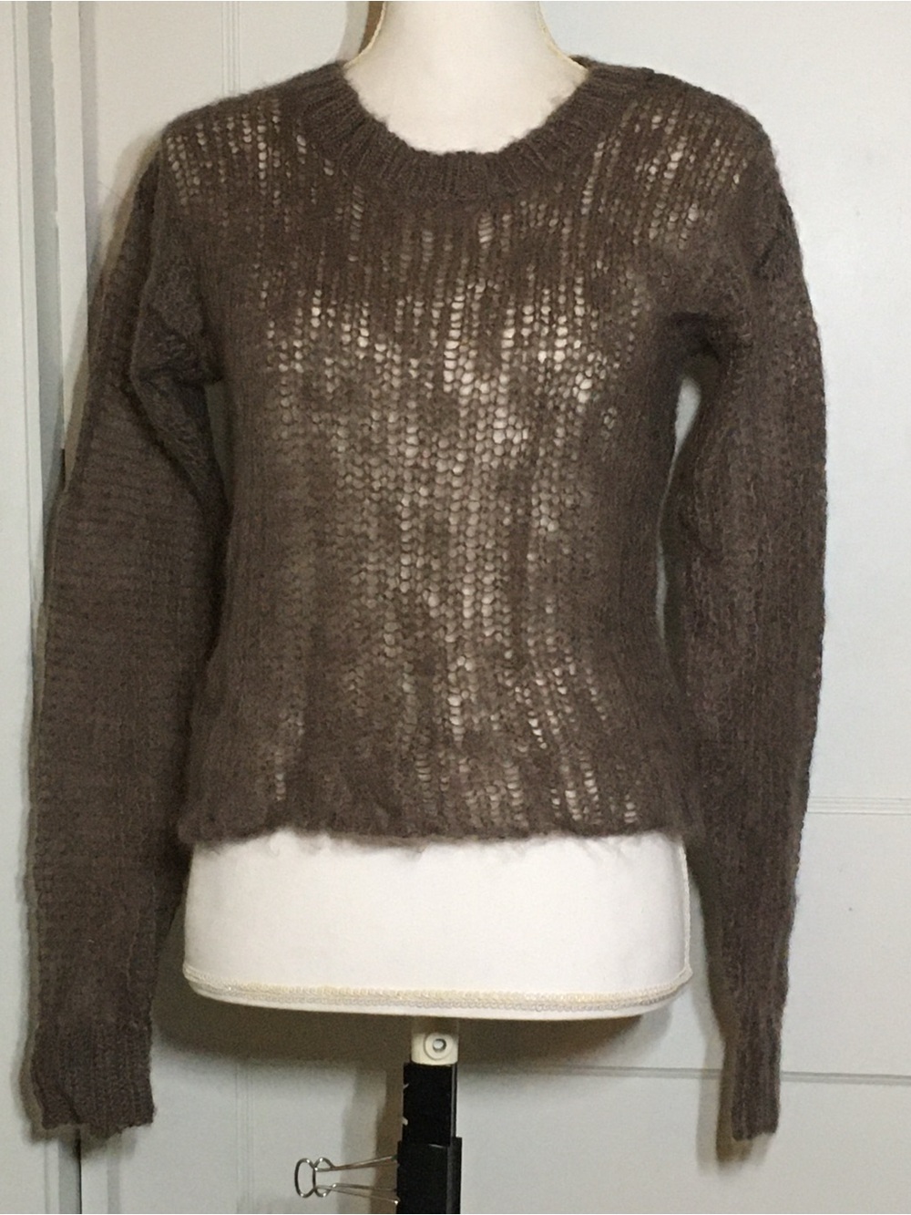 Urban Outfitters Cozy Taupe Fuzzy Mohair Crewneck Sweater